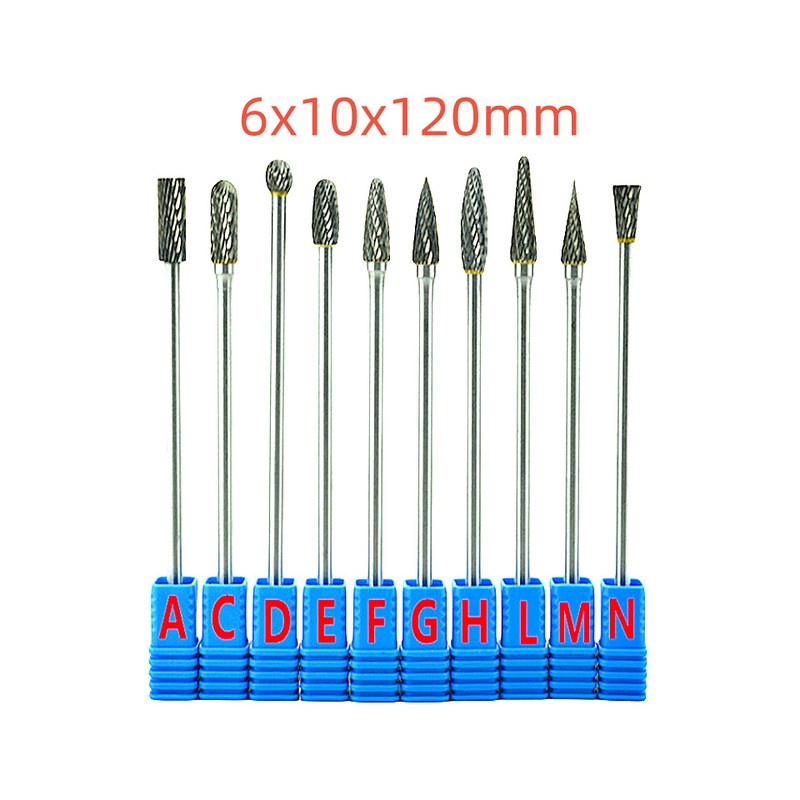 加长杆6x10x120mm硬质合金旋转锉径头6mm打磨柄钨钢