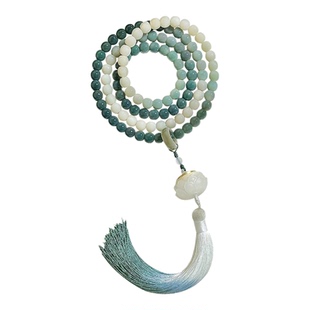 天然白玉菩提根108颗多圈手串莲花香囊佛珠项链手持文玩念珠手链