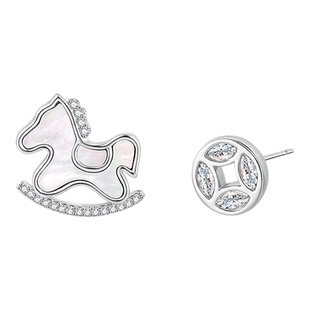 AJIDOU阿吉豆耳饰女生肖马上有钱贝壳耳钉小众耳环轻奢耳坠圈配饰