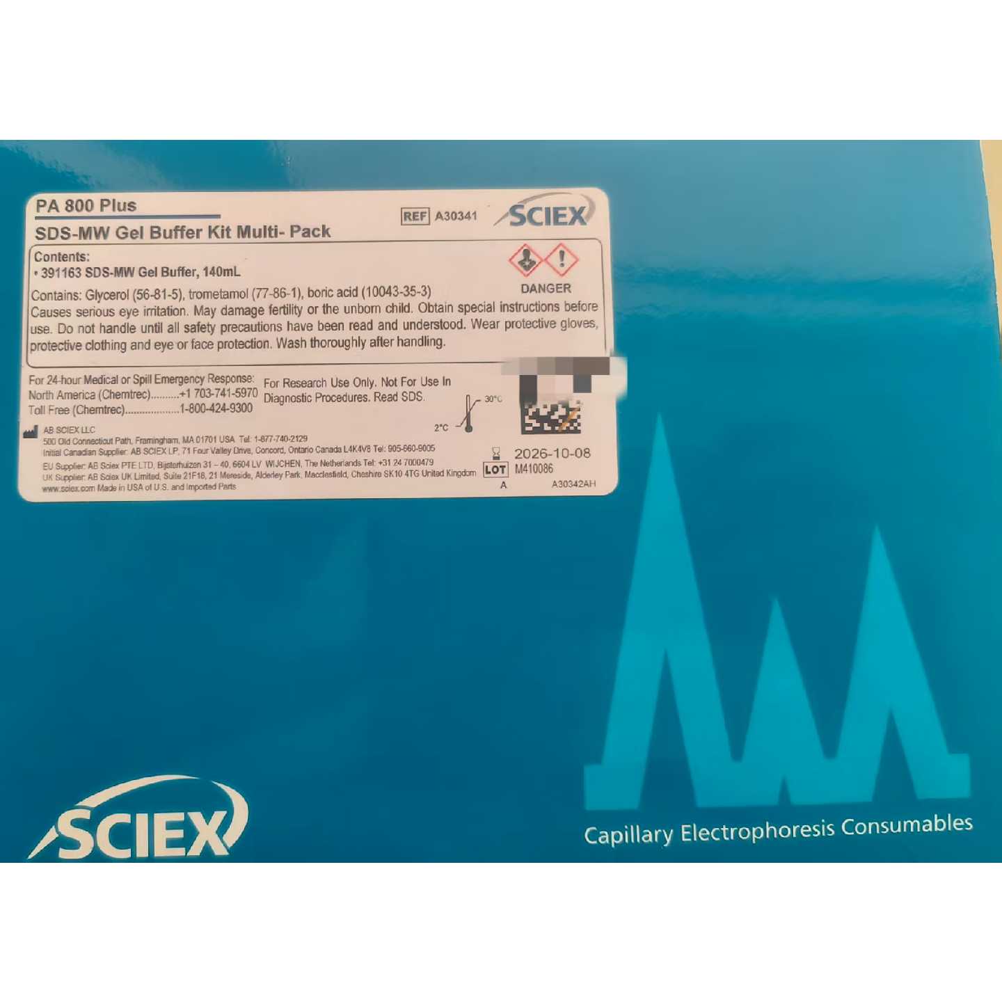 议价毛细管电泳PA800 PLUS凝胶 SDS-MW Gel Buffer 货号:A30341