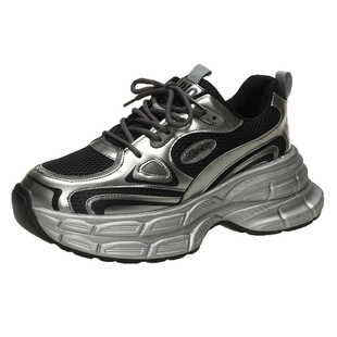 软底老爹鞋男女10cm厚底内增高9CM8透气网面薄款轻便运动潮鞋夏季