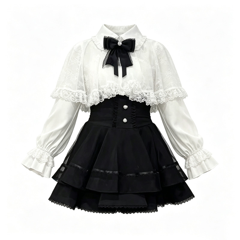 甜美蕾丝斗篷蕾服套装