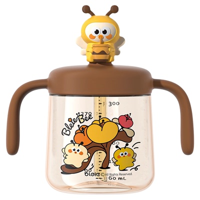 儿童牛奶杯PPSU直饮吸管带刻度