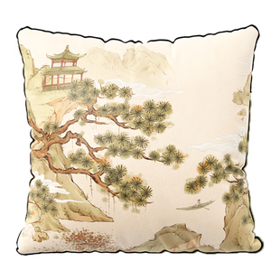 冉忆沙发抱枕新中式高端大气氛围感客厅茶室葫芦靠山腰枕枕套苍松