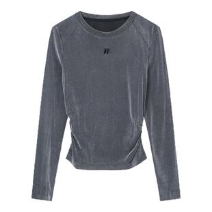 【时尚系列】Jamor加墨时尚抽褶修身T恤打底衫辣妹上衣春季新款