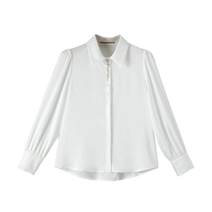 晚白2026年春新款气质轻熟风翻领上衣干练职场OL通勤衬衫女