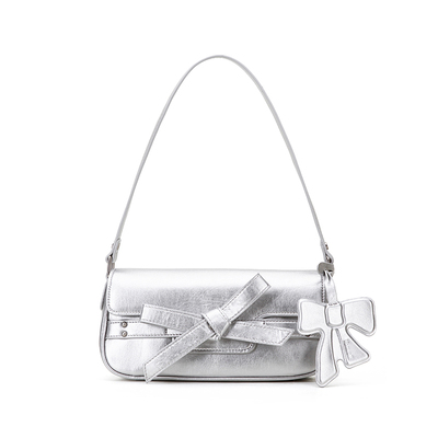 VANWALK 新款蝴蝶结少女牛仔法棍包复古休闲小众简约单肩腋下包包