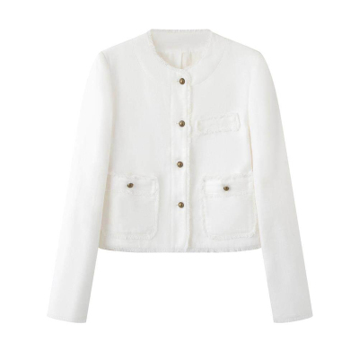 艾诺丝国内代购2026春季新款毛边纽扣装饰减龄小香风外套BR101134