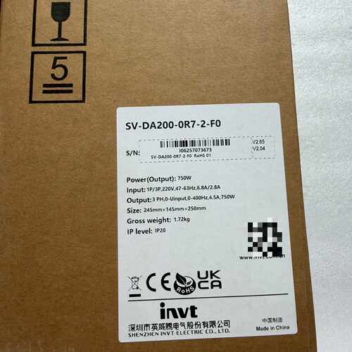 英威腾伺服驱动器，SV-DA200-0R7-2-F0，750