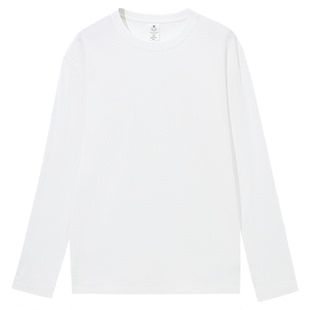 (买一送一)230G男士长袖t恤秋季新疆精梳纯棉纯白色打底衫男女