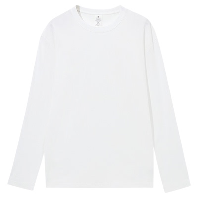 （买一送一）230G男士长袖t恤秋季新疆精梳纯棉纯白色打底衫男生