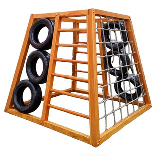 幼儿园户外大型木制攀爬架儿童钻圈攀岩滑梯荡桥感统体能训练玩具