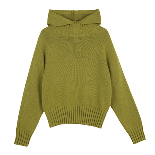 云上生活【放青松】巴素兰毛条混纺连帽短款毛衣2025冬针织上衣女