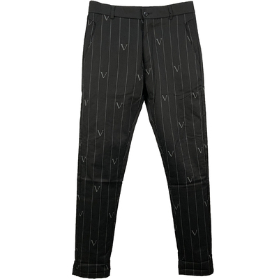 商务舒适黑色条纹轻薄字母男裤