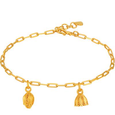 明牌古法黄金手链传家金莲蓬荷苞