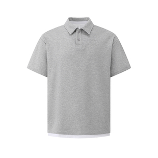 Dream made 美式复古假两件POLO衫短袖T恤男夏季cleanfit百搭半袖