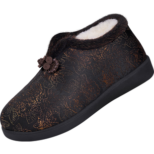 冬季老北京布鞋女羊毛加厚防滑奶奶老太太妈妈老年人保暖棉鞋新款