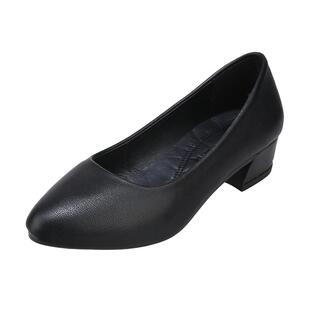 软底正装职业工作鞋粗跟单鞋中高跟鞋2025秋季新款皮鞋空姐女鞋子