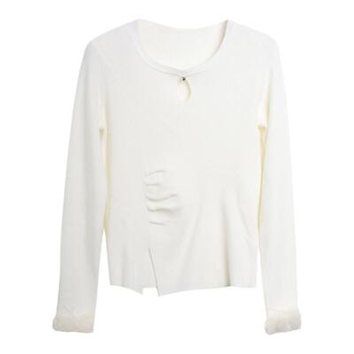 西町村屋气质修身长袖设计针织衫