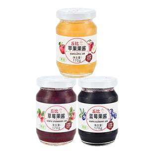 丘比果酱草莓苹果什果组合3瓶装蓝莓面包酱蛋糕圣代冰激凌果酱