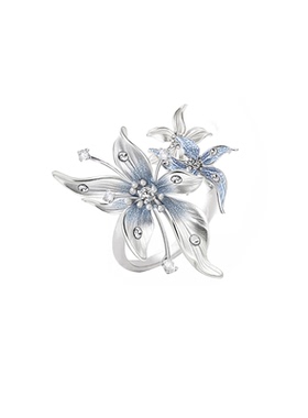 MASW麻秀精致雾霾蓝鸢尾花戒指