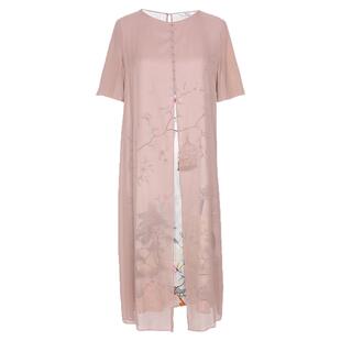 简爱诺夏季新品女士真丝裙粉色中长款桑蚕丝飘逸连衣裙J2010108LQ