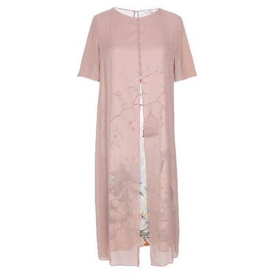 简爱诺夏季新品女士真丝裙粉色中长款桑蚕丝飘逸连衣裙J2010108LQ