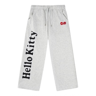 【现货】GROVE EDGE小众联名Kitty猫咪卫裤 灰色裤子直筒休闲运动