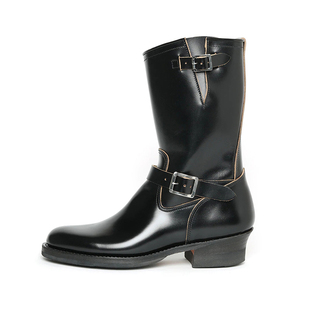 ATTRACTIONS BILT LOT.269 黑色茶芯牛皮工程师复古高筒机车靴