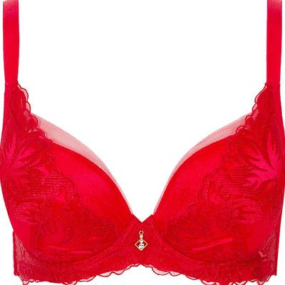 古今商场同款深v聚拢红色文胸