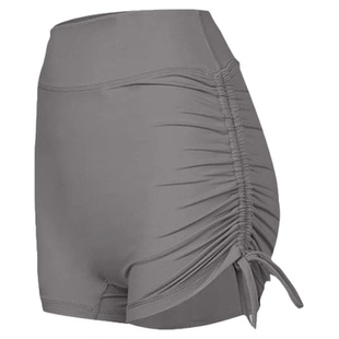 夏季高腰热裤三分裤性感健身短裤绑带速干女蜜桃臀裤跑步舞蹈弹力