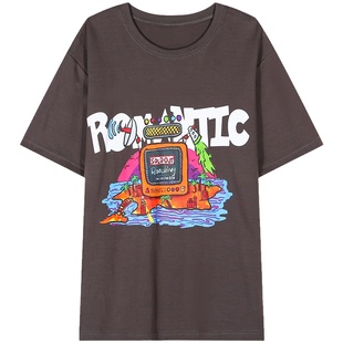 落落狷介 女生短袖t恤女夏季上衣设计感小众白色2025年新款圆领