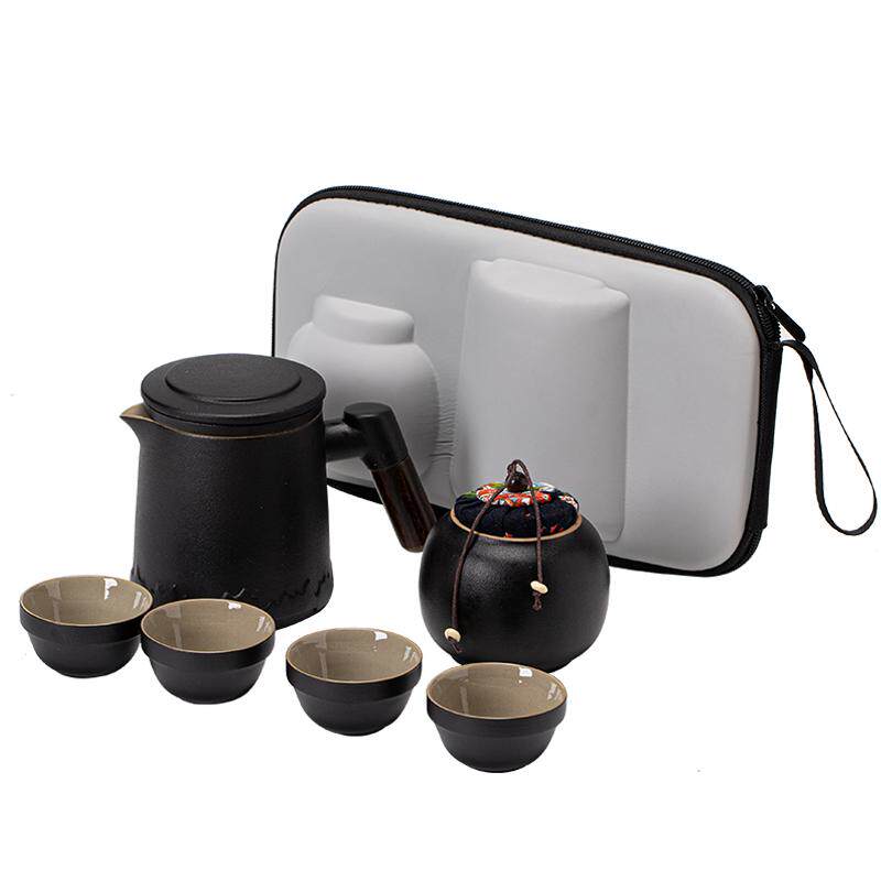 旅行功夫茶盘带茶叶罐茶具套装