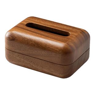胡桃木简约整木挖空面包纸巾盒实木磁铁精致高端新中式简易抽纸盒