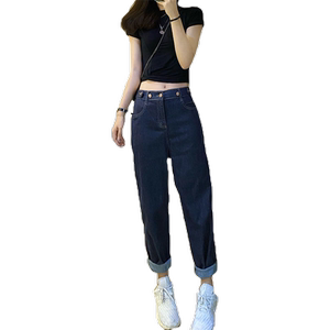 宽松显瘦牛仔裤女九分哈伦裤