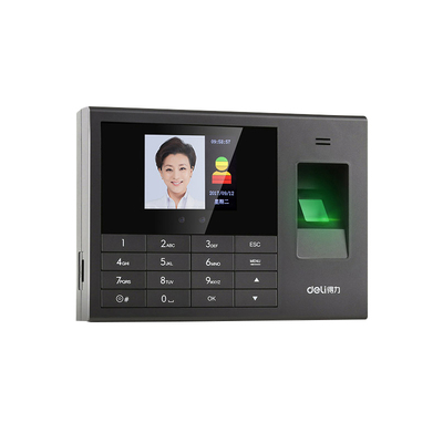 得力打卡机人脸指纹识别考勤机