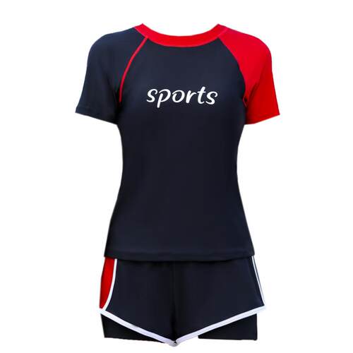 新款游泳衣微胖女孩分体遮肚保守平角裤初高中生休闲冲浪运动泳装