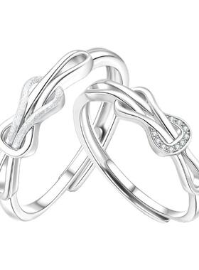 钟久久情侣对戒同心连理纯银戒指