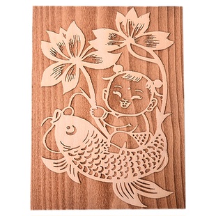 新款年画娃娃年年有鱼木刻雕版拓印体验diy手工拓印工具套装