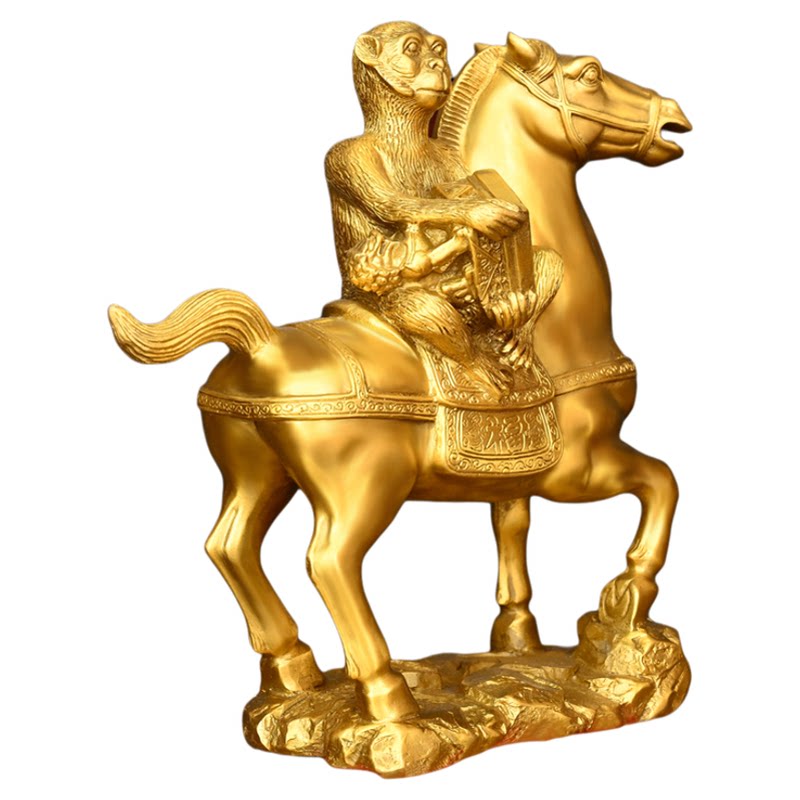 黄铜马上封侯生肖猴摆件可定制