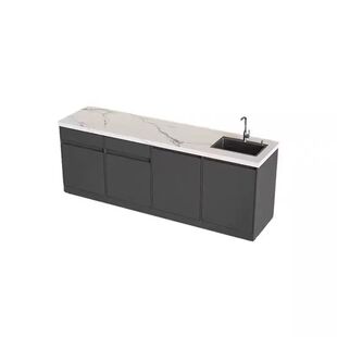 公司水吧台一体柜商用休闲岛台靠墙茶水间咖啡大理石水吧台切洗台