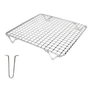 304不锈钢烧烤网架冲孔带脚加厚白钢沥油架长方形商用带脚沥水架
