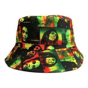 宽檐休闲圆顶通用网红出游户外牙买加雷鬼鲍勃马利潮欧美渔夫帽盆