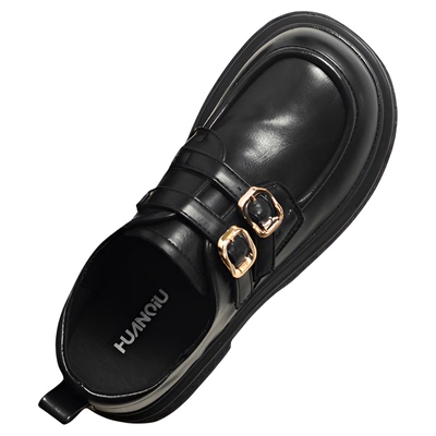 环球黑色厚底乐福鞋女款