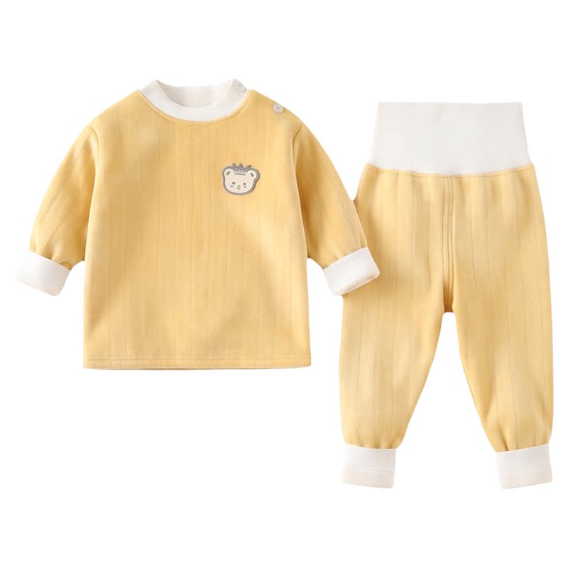 儿童加绒加厚套装秋冬婴儿宝宝双面绒保暖内衣男女童高腰裤家居服