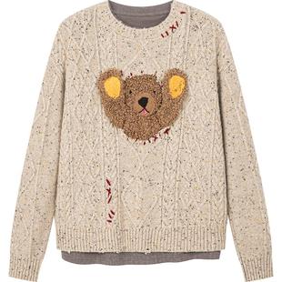 UOOYAA/乌丫「熊熊系列」小熊假两件套头毛衫