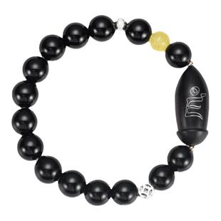 黄财神天然黑玛瑙项链手串 善财紫光檀镶嵌种子字925银设计感