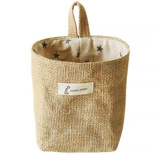 日式棉麻收纳袋挂袋墙挂式宿舍收纳布艺悬挂式小挂兜杂物整理袋子