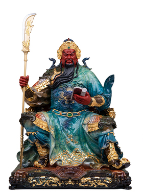 中式纯铜关公武财神招财摆件