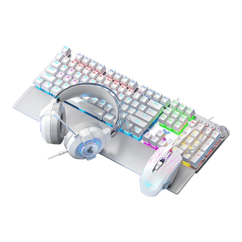 狼蛛F2088機械鍵盤鼠標耳機三件套電競游戲電腦辦公通用鍵鼠套裝